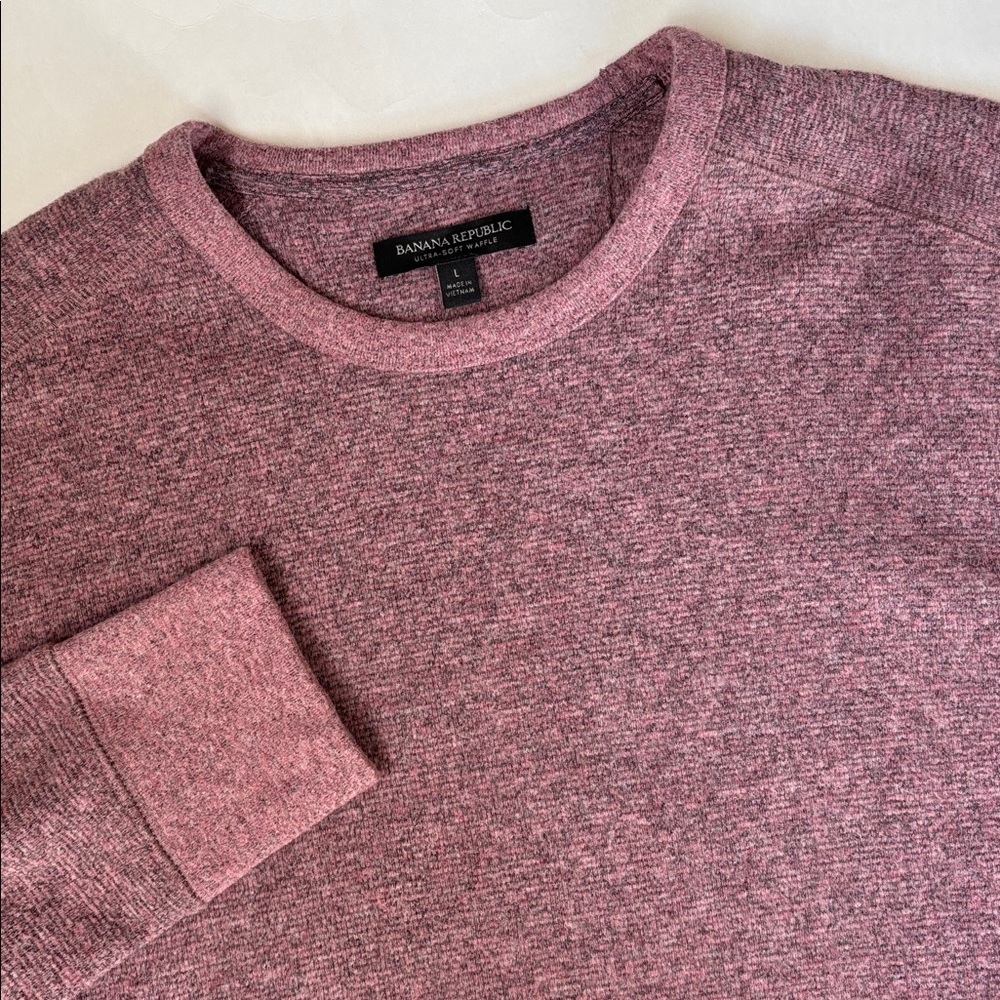 Banana Republic Ultra Soft Waffle Thermal Pullover‎ Heather Burgundy Mens Large